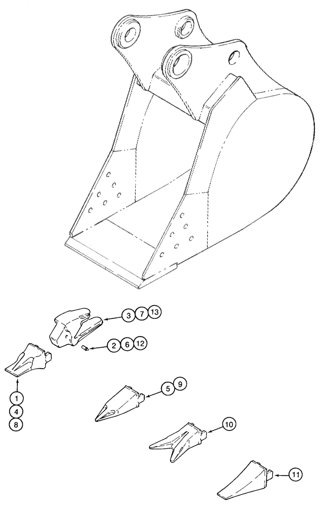 Схема запчастей Case 9050 - (9-72) - ESCO BUCKET TOOTH OPTIONS - FOR H & H AND CENTRAL FABRICATORS, GEN PURPOSE/HEAVY DUTY/SEVERE DUTY (09) - CHASSIS