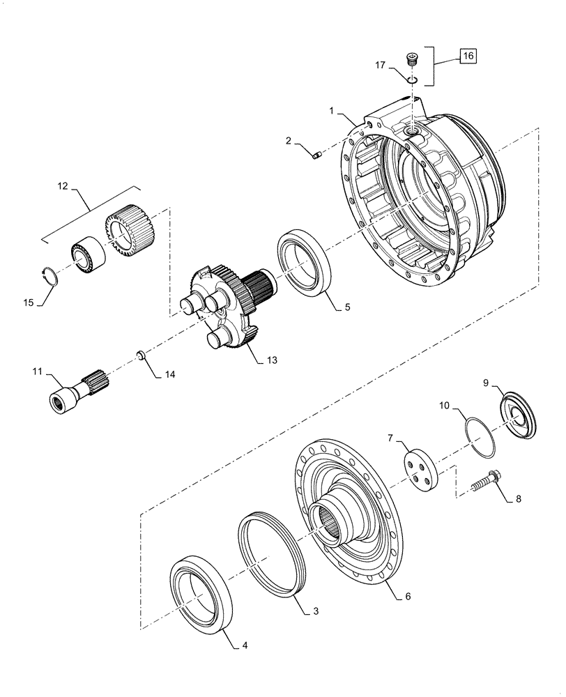Схема запчастей Case 521F - (25.310.01) - FRONT AND REAR AXLE DRIVE OUTPUT LIMITED SLIP (25) - FRONT AXLE SYSTEM