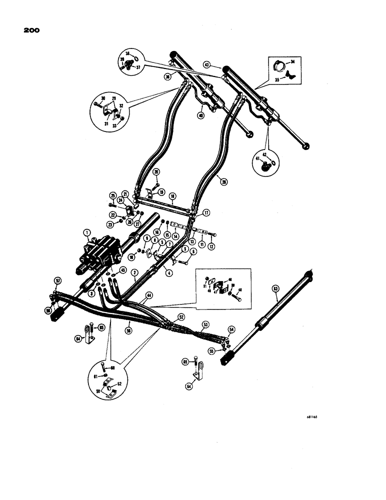 Схема запчастей Case 450 - (200) - POWER ANGLING DOZER HYDRAULICS, DOZER LIFT HYDRAULICS (07) - HYDRAULIC SYSTEM