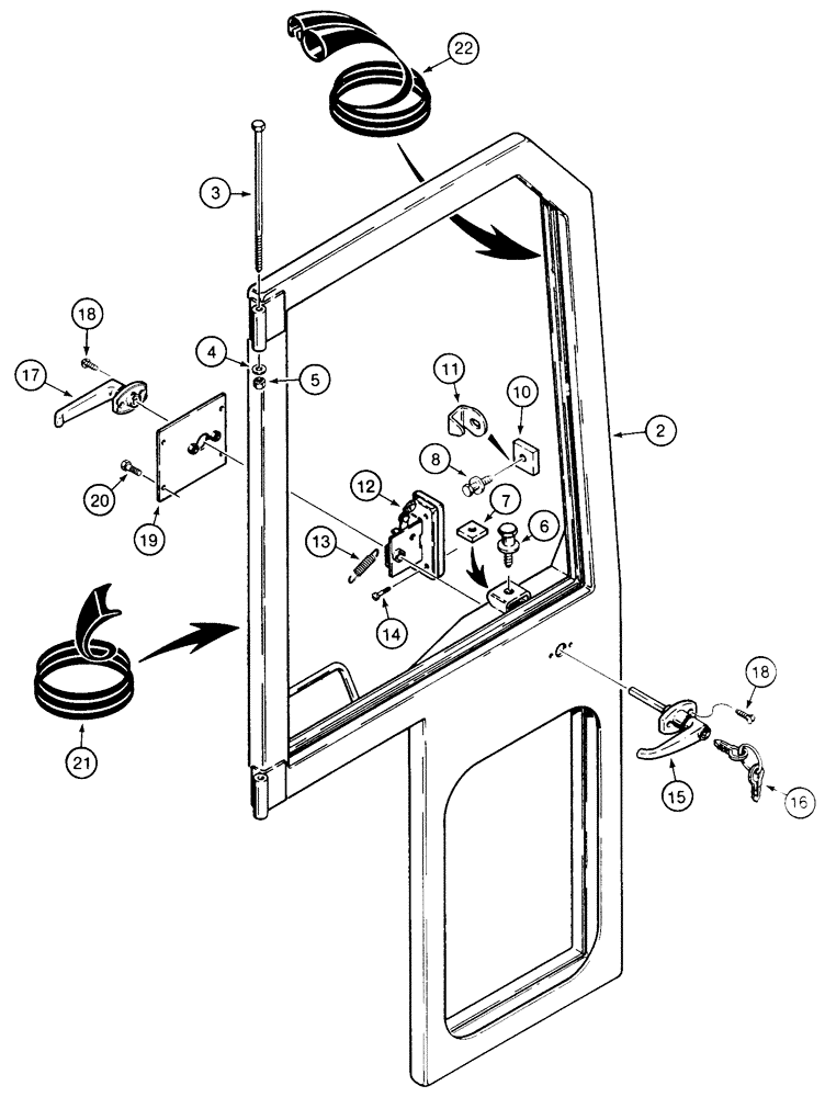 Схема запчастей Case 855E - (9-066) - CAB DOORS (09) - CHASSIS/ATTACHMENTS