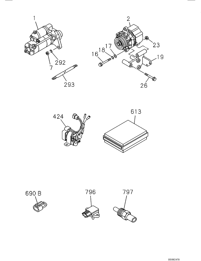 Схема запчастей Case CX350B - (04-13) - ELECTRICAL ACCESSORIES - ENGINE (04) - ELECTRICAL SYSTEMS