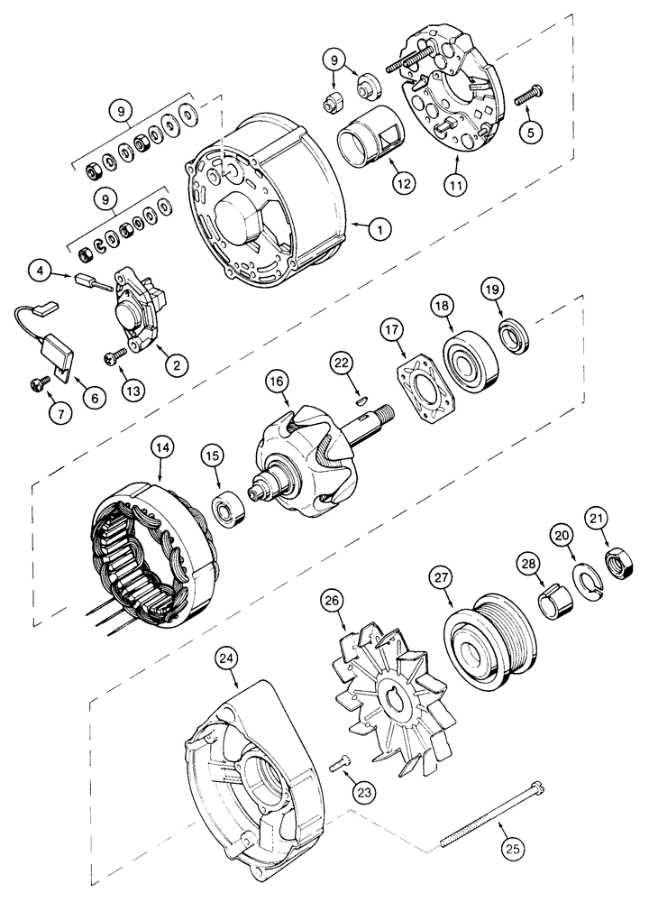 Схема запчастей Case 855E - (4-04) - ALTERNATOR - A187916 (04) - ELECTRICAL SYSTEMS
