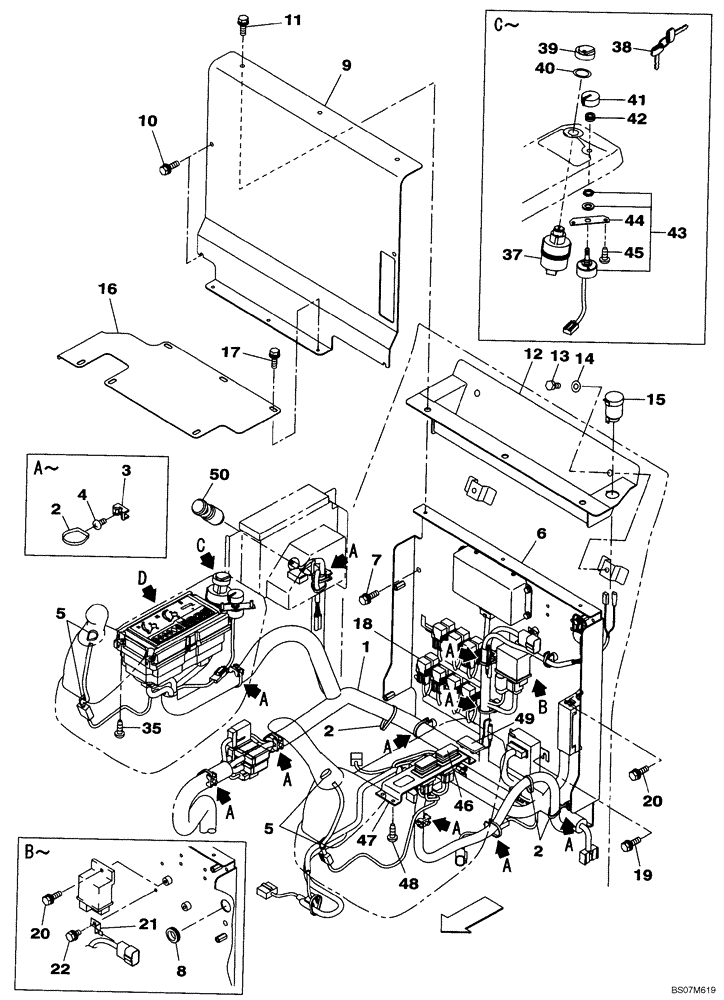 Схема запчастей Case CX80 - (04-03) - ELECTRICAL - CAB (04) - ELECTRICAL SYSTEMS