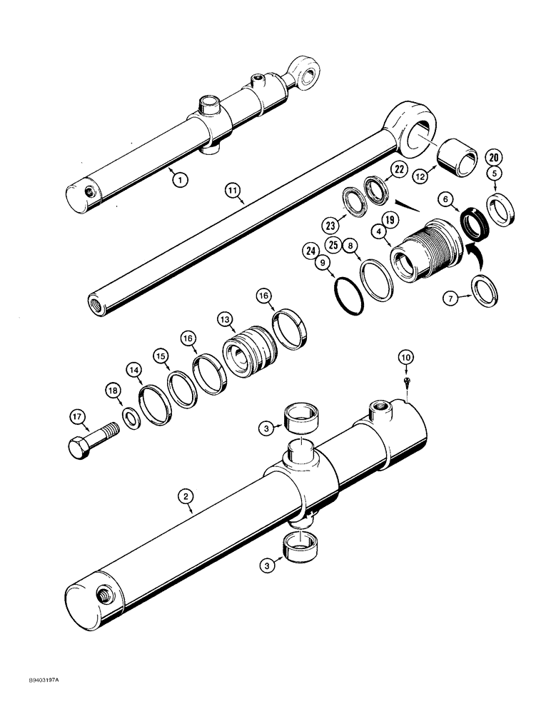 Схема запчастей Case 480F LL - (8-124) - G101186 AND G101187 LOADER BUCKET CYLINDERS (08) - HYDRAULICS
