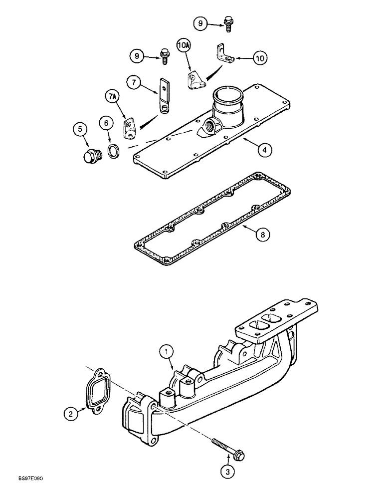 Схема запчастей Case 590L - (2-20) - MANIFOLDS, 4T-390 ENGINE, EXHAUST, INTAKE (02) - ENGINE