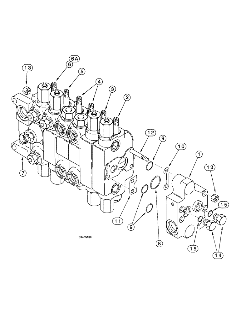 Схема запчастей Case 580L - (8-086) - BACKHOE CONTROL VALVES, MODELS W/O EXTENDABLE DIPPER, AND W/ AUXILIARY HYDRAULICS (08) - HYDRAULICS