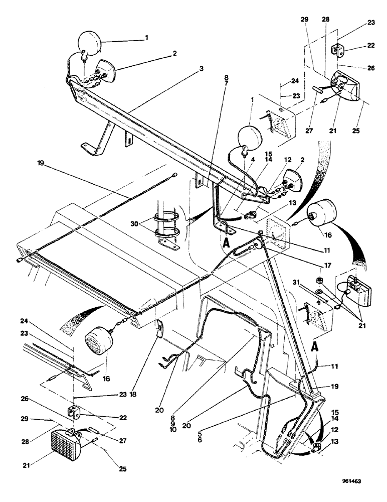 Схема запчастей Case 580G - (080) - TRACTOR LAMP CIRCUIT - WITH CANOPY (04) - ELECTRICAL SYSTEMS