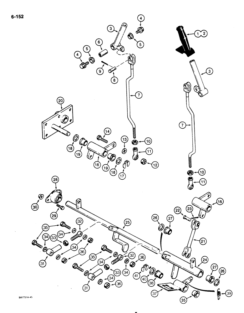 Схема запчастей Case 1818 - (6-152) - LOADER CONTROLS (06) - POWER TRAIN