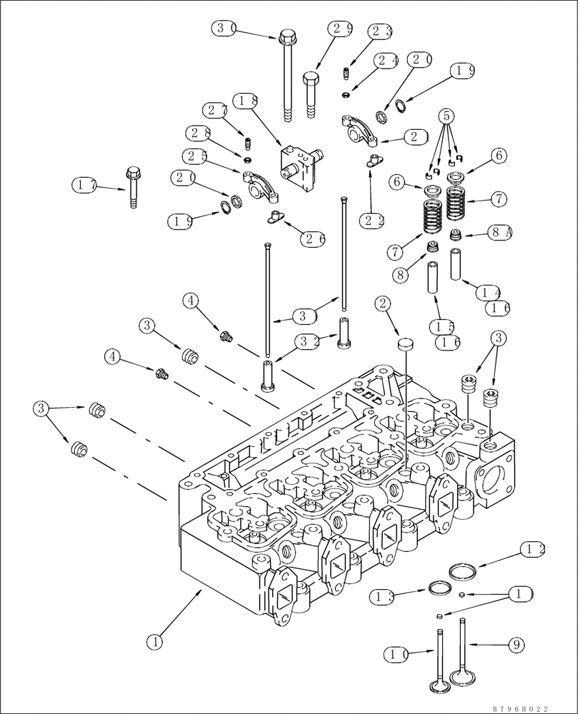 Схема запчастей Case 585G - (02-14) - CYLINDER HEAD - VALVE MECHANISM, 4-390 EMISSIONS CERTIFIED ENGINE (02) - ENGINE