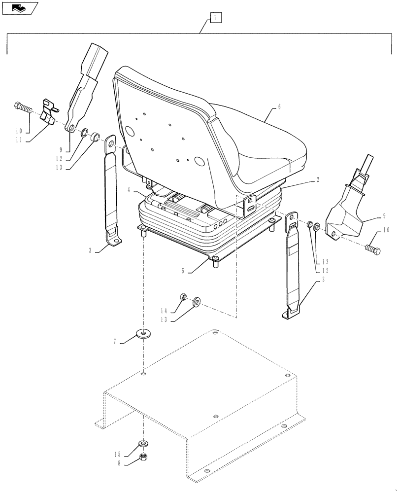 Схема запчастей Case 586H - (90.120.02) - DELUXE SEAT, MECHANICAL SUSPENSION, INSTALLATION (SEARS) (90) - PLATFORM, CAB, BODYWORK AND DECALS