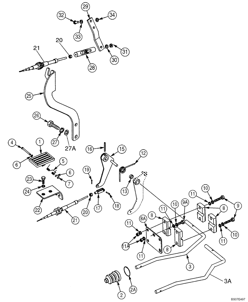Схема запчастей Case 580M - (03-03) - CONTROLS - THROTTLE, FOOT (03) - FUEL SYSTEM