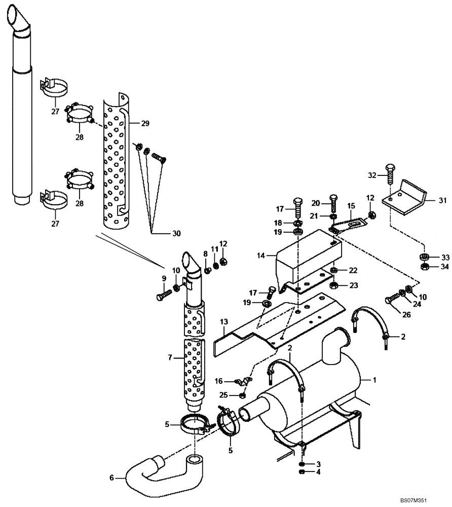 Схема запчастей Case 325 - (0.077/1[02A]) - EXHAUST MANIFOLD (87618655) (325 NA / PIN HHD000110 AND AFTER) (01) - ENGINE