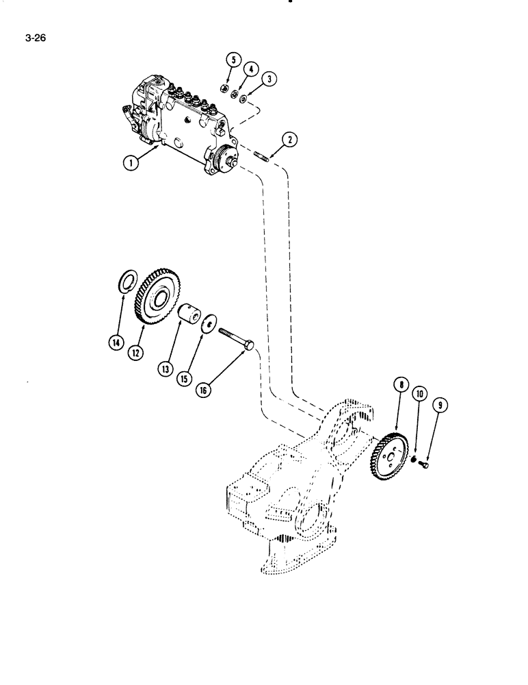 Схема запчастей Case W20C - (3-26) - INJECTION PUMP DRIVE, 504BD AND 504BDT ENGINE (03) - FUEL SYSTEM