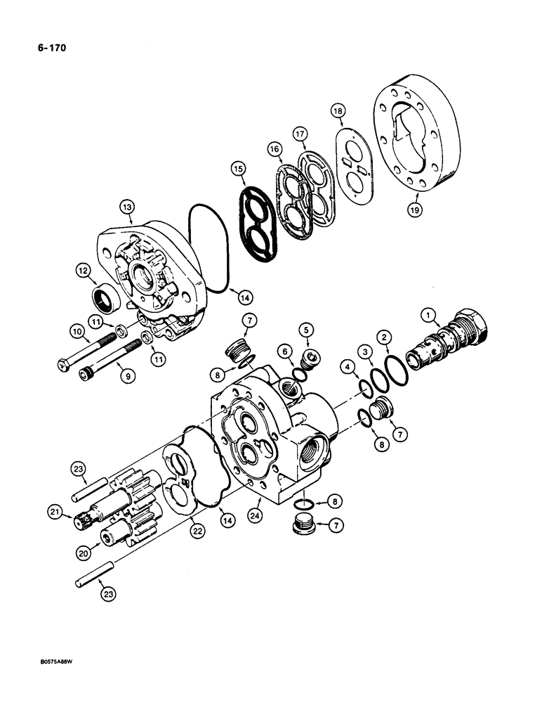 Схема запчастей Case W36 - (6-170) - HYDRAULIC COOLING PUMP - D77017 (06) - POWER TRAIN
