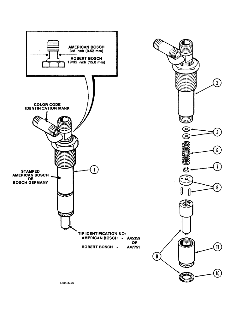 Схема запчастей Case W36 - (3-70) - FUEL INJECTOR NOZZLE, 504BDTI ENGINE, WHITE COLOR CODE IDENTIFICATION (03) - FUEL SYSTEM