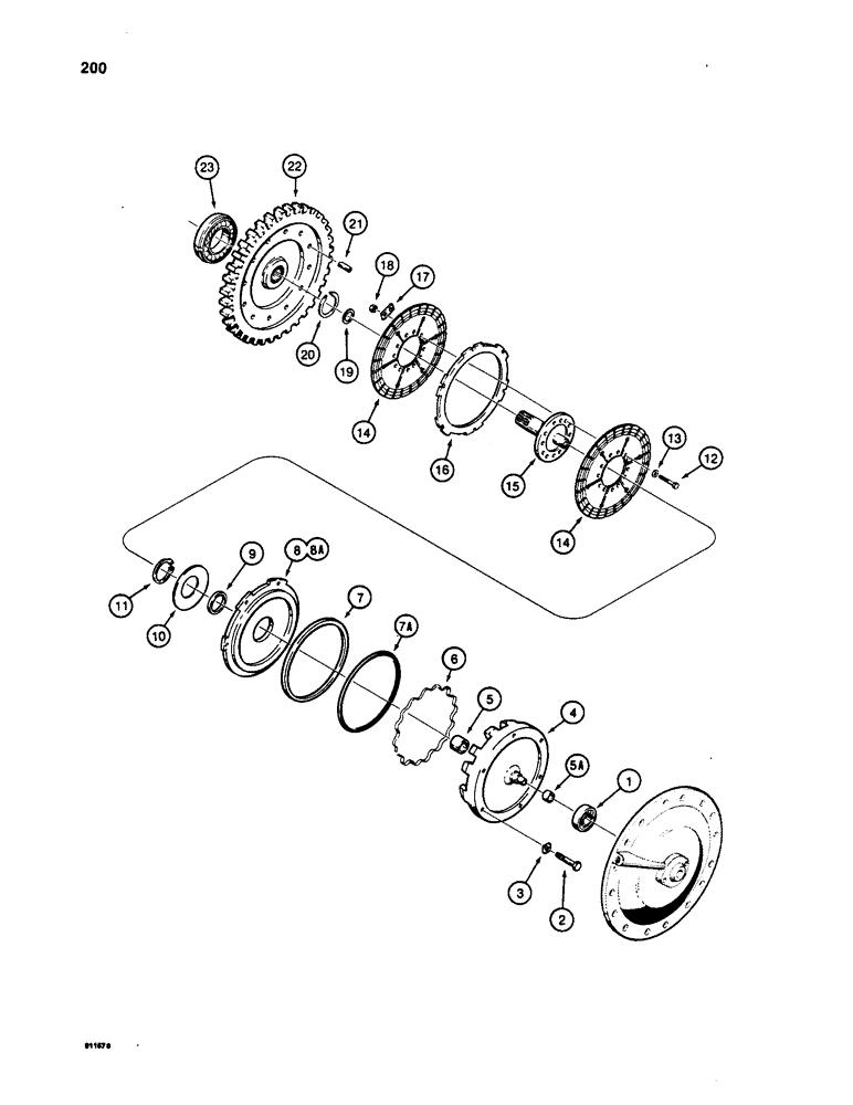 Схема запчастей Case W20 - (200) - TRANSMISSION, HIGH RANGE CLUTCH AND TRANSFER GEAR (06) - POWER TRAIN