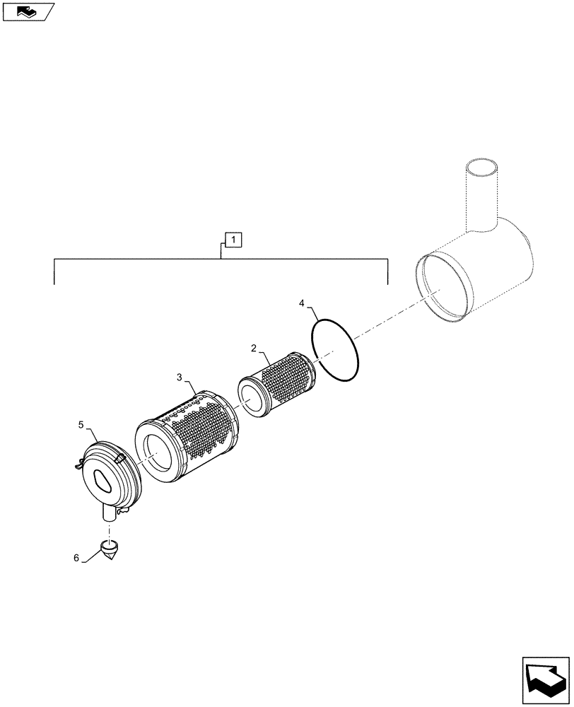 Схема запчастей Case 621F - (10.202.02[01]) - AIR CLEANER ASSEMBLY (10) - ENGINE