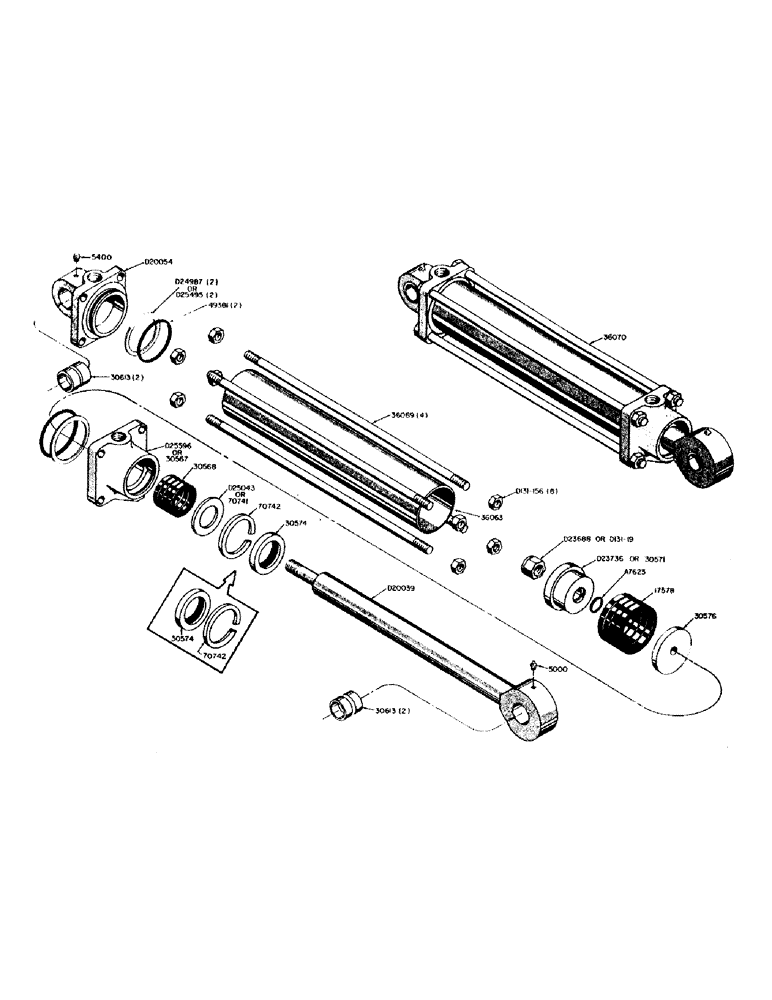 Схема запчастей Case 310C - (46) - 36070 HYDRAULIC BOOM CYLINDER (3-1/2" DIA.) 