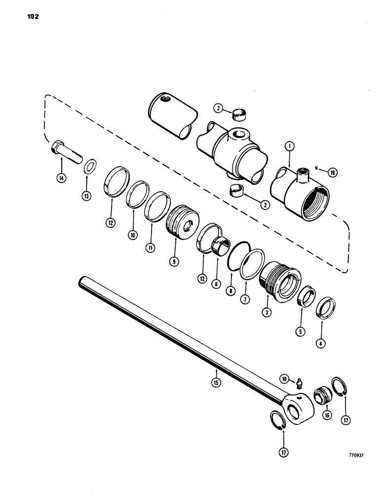 Схема запчастей Case 450 - (192) - G101231 LIFT CYLINDER - ANGLE DOZER, TUBE IS STAMPED WITH CYLINDER PART NUMBER (07) - HYDRAULIC SYSTEM