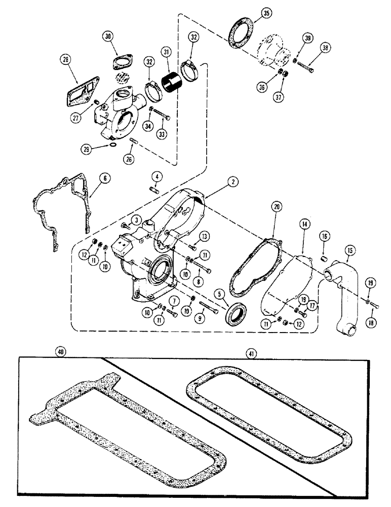 Схема запчастей Case 350 - (048) - A51890 CONVERSION KIT, 188 DIESEL ENGINE, TO CONVERT 1 PIECE COVER TO 2 PIECE COVER (01) - ENGINE