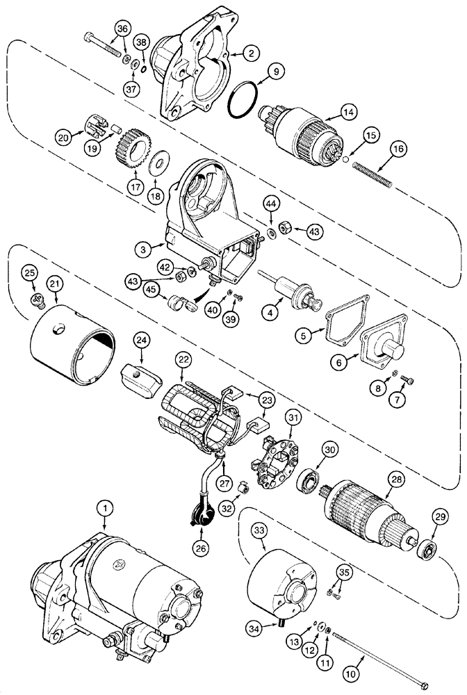 Схема запчастей Case 550H - (4-01) - STARTER ASSY (04) - ELECTRICAL SYSTEMS