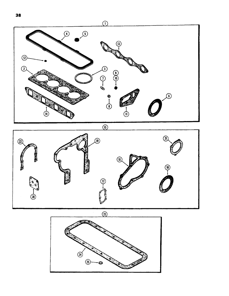 Схема запчастей Case 450 - (038) - ENGINE GASKET KITS, (188) DIESEL ENGINE (01) - ENGINE