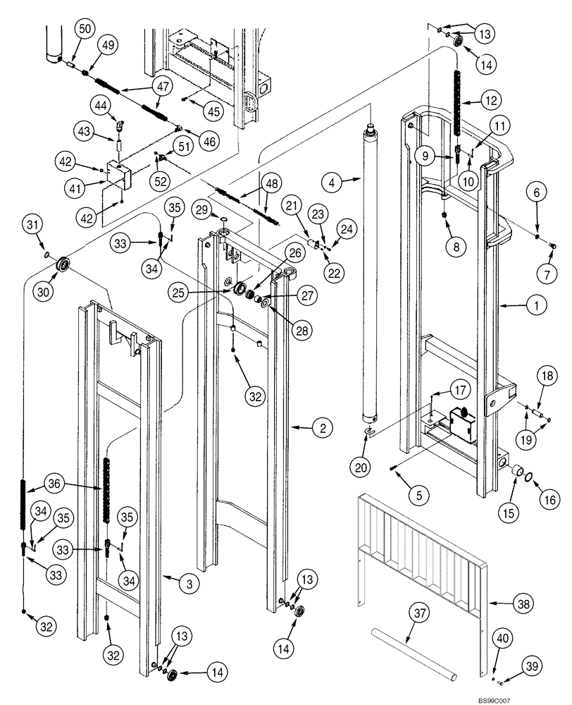 Схема запчастей Case 586G - (09-08) - MAST - 6000 LB, 6,6 M (22 FT) (09) - CHASSIS
