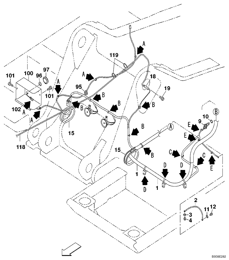 Схема запчастей Case CX350B - (04-02) - HARNESS, MAIN - CHASSIS, UPPERSTRUCTURE (04) - ELECTRICAL SYSTEMS