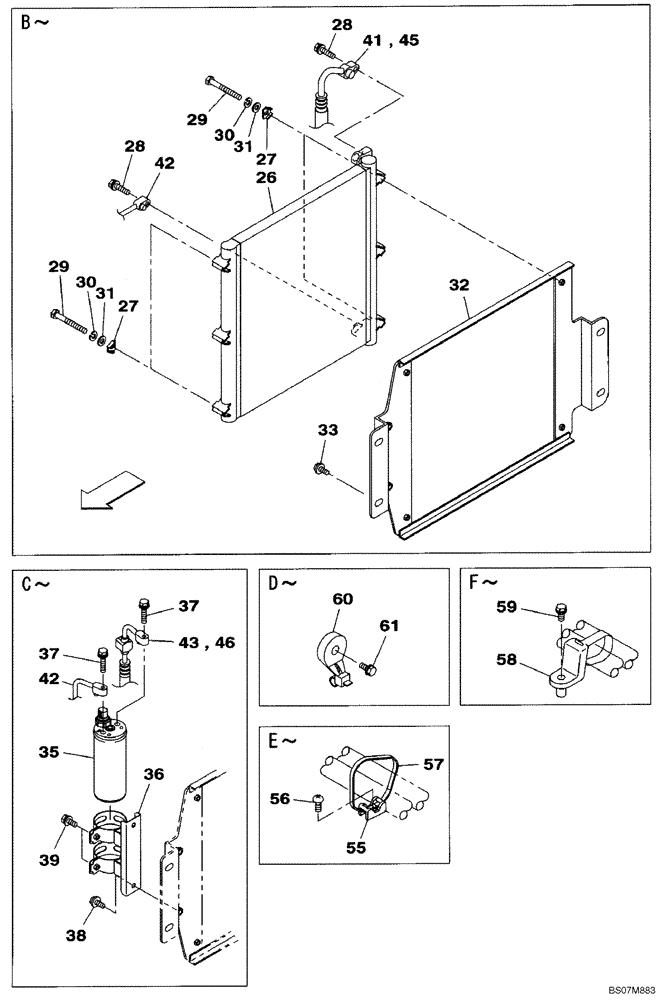 Схема запчастей Case CX80 - (09-23) - AIR CONDITIONING SYSTEM - CONDENSER (09) - CHASSIS