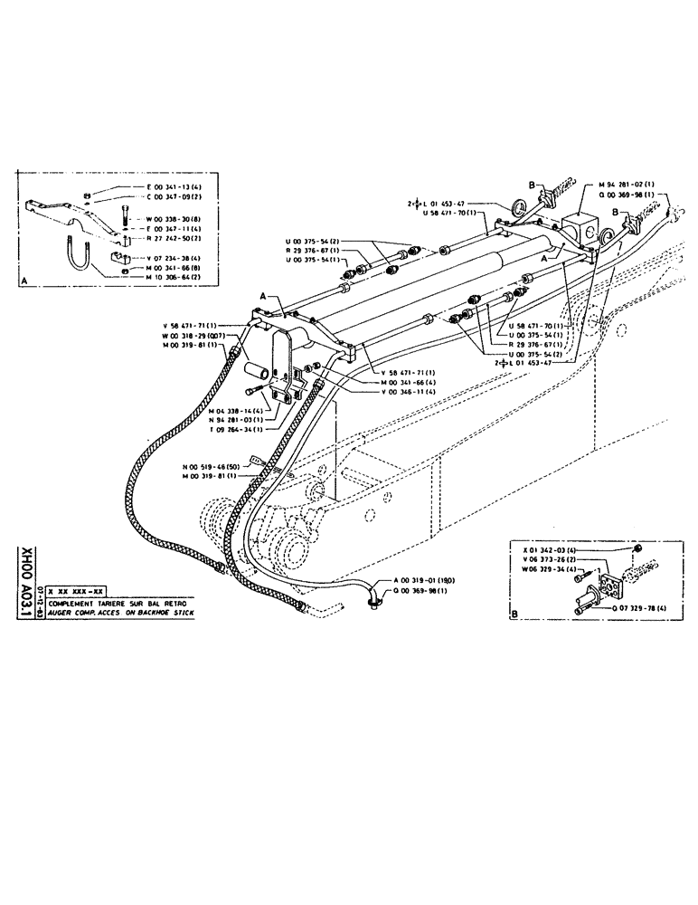 Схема запчастей Case 160CK - (298) - AUGER COMP. ACCES. ON BACKHOE STICK (14) - DIPPERSTICKS