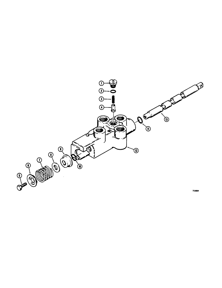 Схема запчастей Case 1845 - (216[A]) - D64670 AUXILIARY CONTROL VALVE (1 SPOOL) CESSNA NO. 30511-AAK (35) - HYDRAULIC SYSTEMS