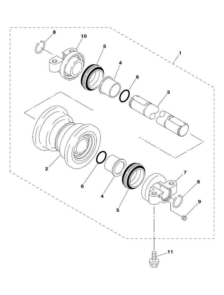 Схема запчастей Case CX470C - (05-003-00[01]) - ROLLER LOWER (04) - UNDERCARRIAGE