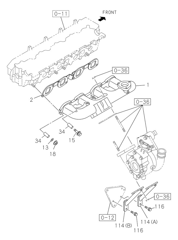 Схема запчастей Case CX210C LR - (10.254.02[01]) - EXHAUST PIPE (10) - ENGINE