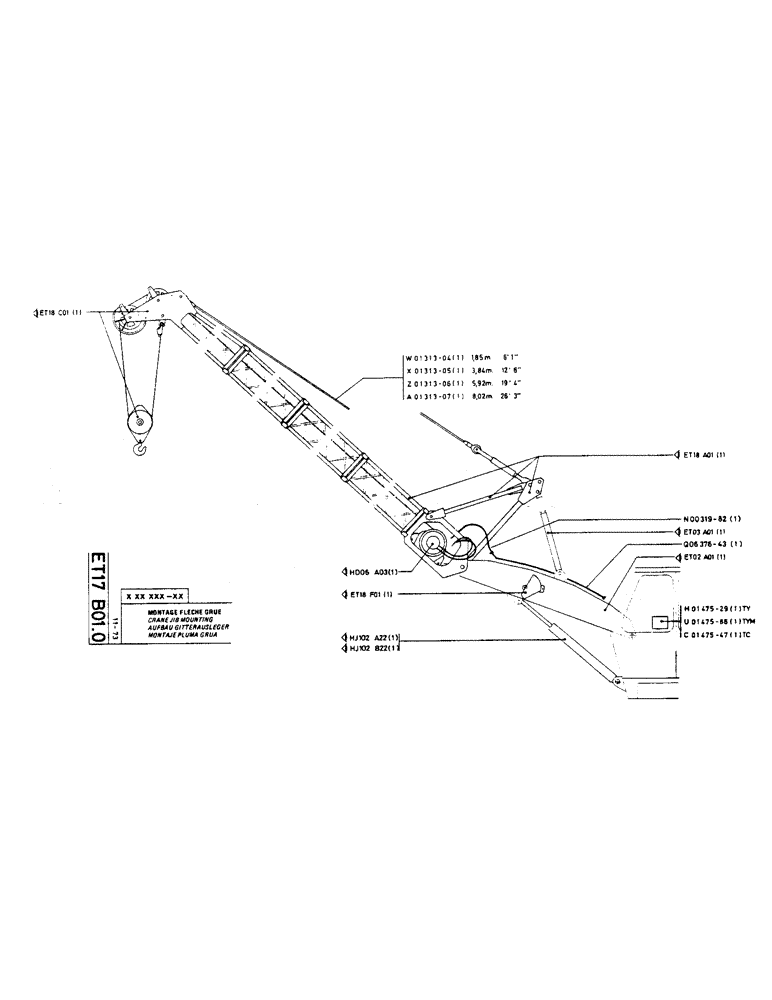 Схема запчастей Case TC45 - (155) - CRANE JIB MOUNTING 