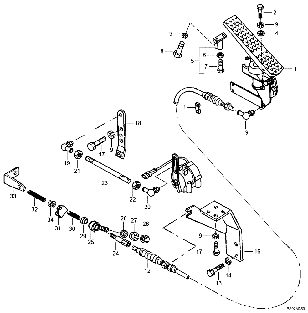 Схема запчастей Case 325 - (0.525/1[01B]) - ACCELERATOR CONTROL (87619196) (325 NA / PIN HHD000109 AND AFTER) (01) - ENGINE