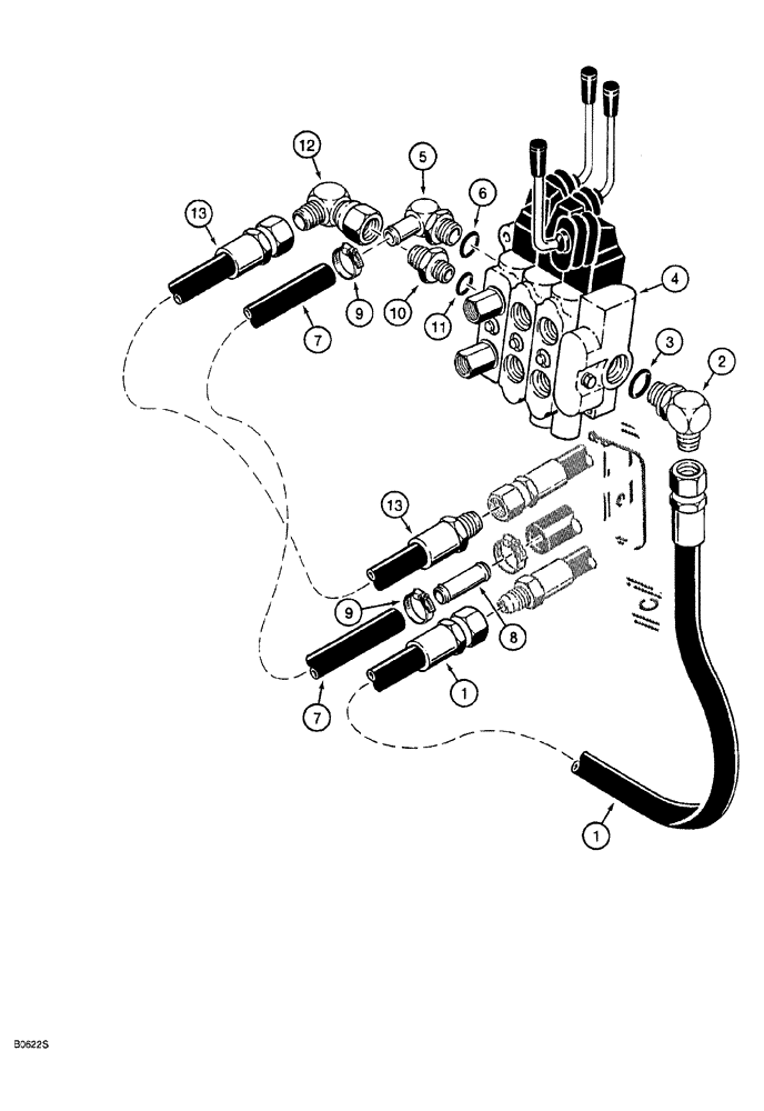 Схема запчастей Case 760 - (08-136) - PLOW HYD. CIRCUIT, PLOW CONTROL VALVE SUPPLY & RETURN LINES, UNITS W/ QUAD & REVERSED QUAD OPTION (35) - HYDRAULIC SYSTEMS