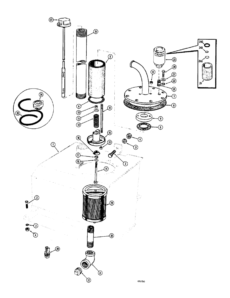 Схема запчастей Case W10B - (136) - HYDRAULIC TANK (08) - HYDRAULICS