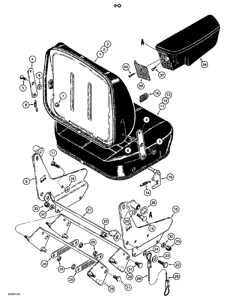 Схема запчастей Case 621B - (9-051A) - SUSPENSION SEATS, GRAY (09) - CHASSIS/ATTACHMENTS