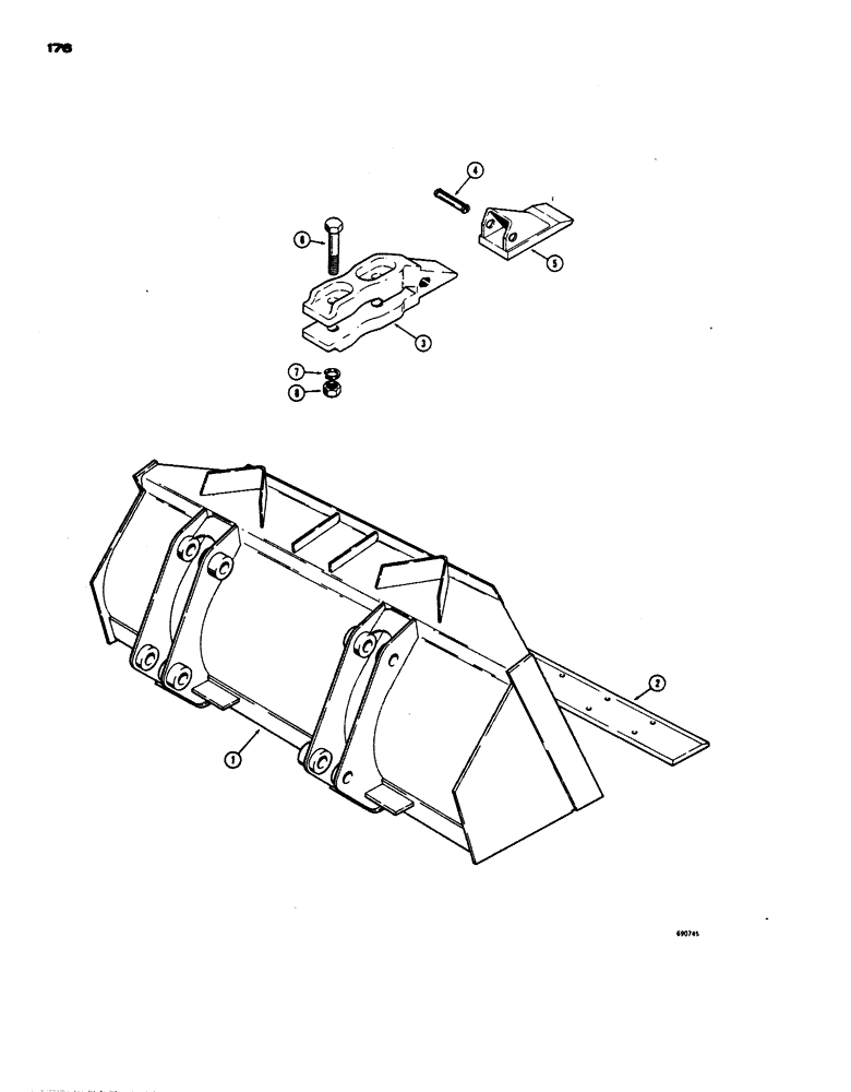 Схема запчастей Case W24 - (176) - LOADER BUCKETS (09) - CHASSIS