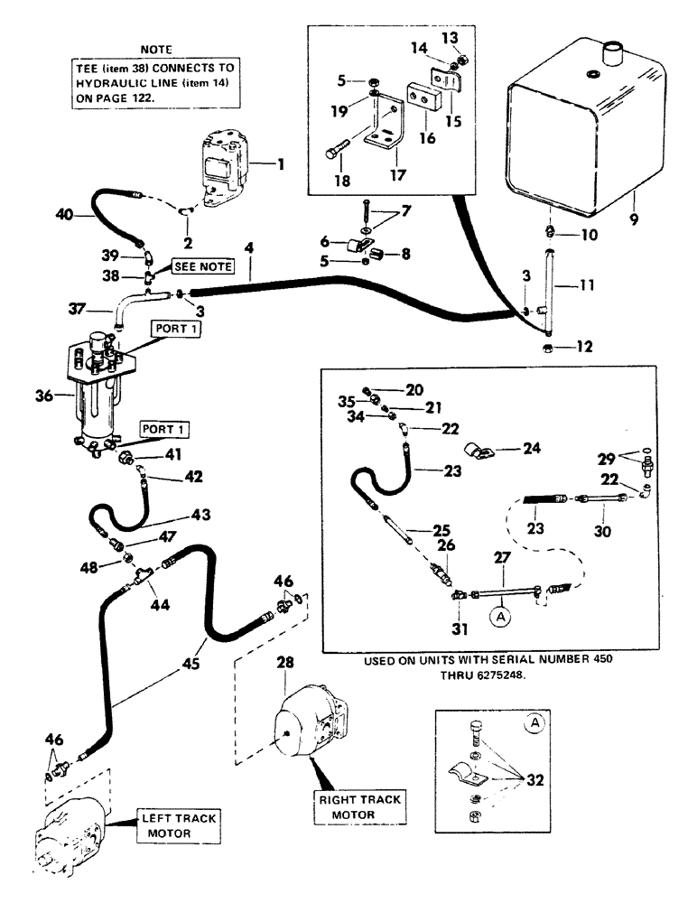 Схема запчастей Case 40BLC - (198) - DRAIN HYDRAULICS (07) - HYDRAULIC SYSTEM