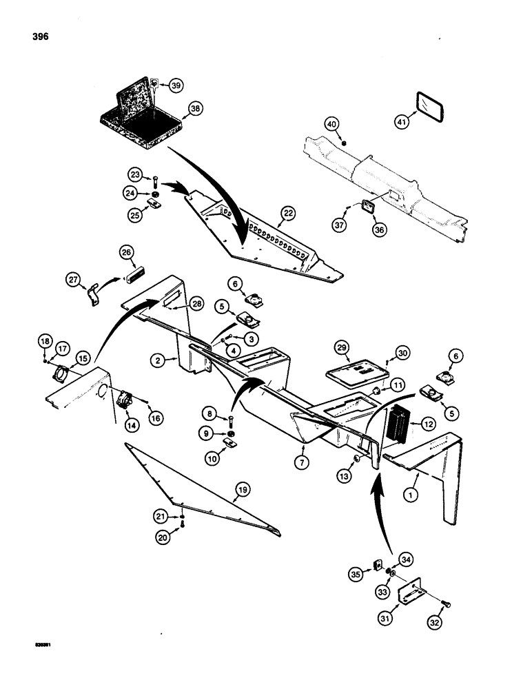 Схема запчастей Case W18 - (396) - CAB CLOSURE PARTS (09) - CHASSIS/ATTACHMENTS