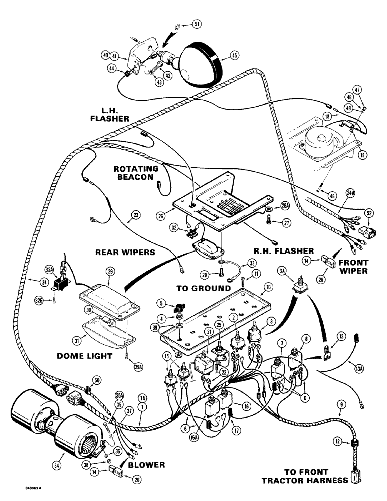 Схема запчастей Case W14 - (174) - ELECTRICAL SYSTEM, OPERATORS COMPARTMENT, USED BEFORE PIN 9154965 (04) - ELECTRICAL SYSTEMS