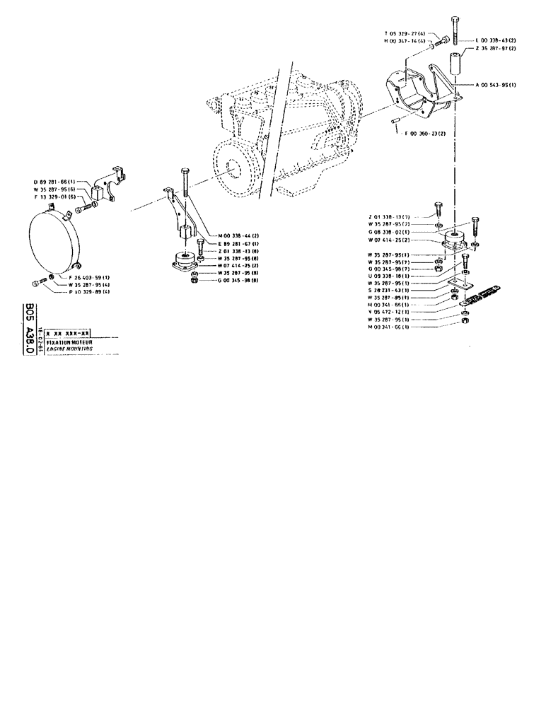 Схема запчастей Case 90BCL - (102) - ENGINE MOUNTING (01) - ENGINE