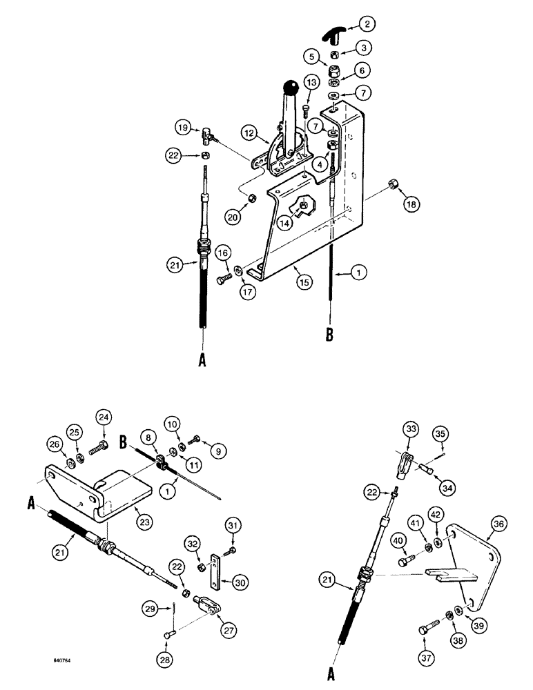Схема запчастей Case 1187 - (058) - THROTTLE AND FUEL SHUTOFF CONTROLS (01) - ENGINE