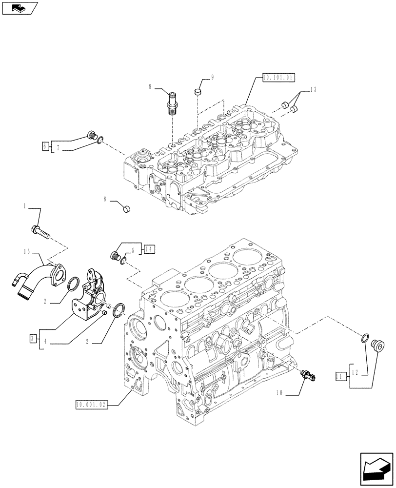 Схема запчастей Case F4HFE413H A001 - (10.400.01) - PIPING - ENGINE COOLING SYSTEM (84528209 - 2856257 - 2855824 - 84523928 - 84367855) (10) - ENGINE