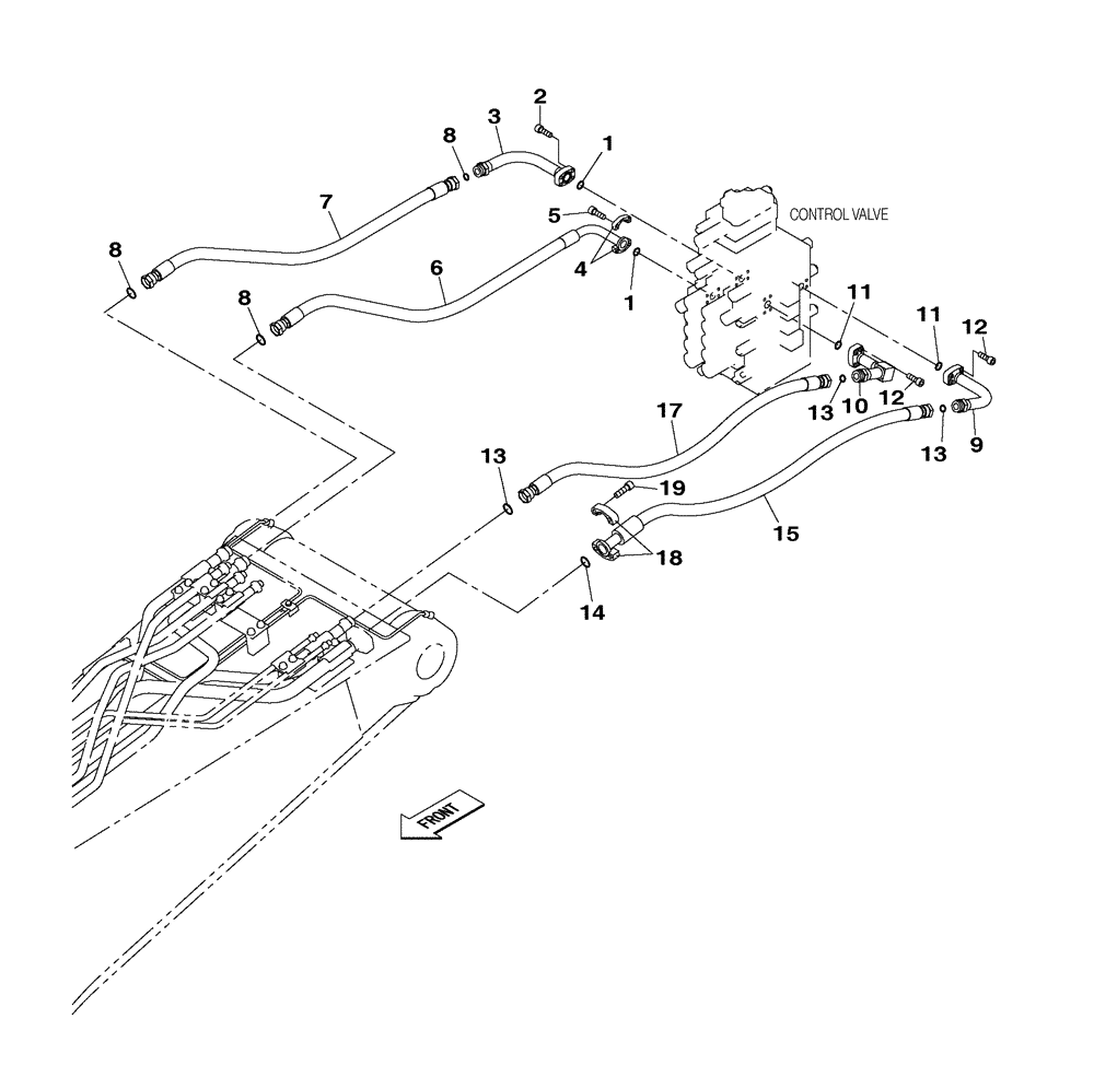 Схема запчастей Case CX350C - (08-011[00]) - HYDRAULIC CIRCUIT - DIPPER AND BUCKET CYLINDER (08) - HYDRAULICS