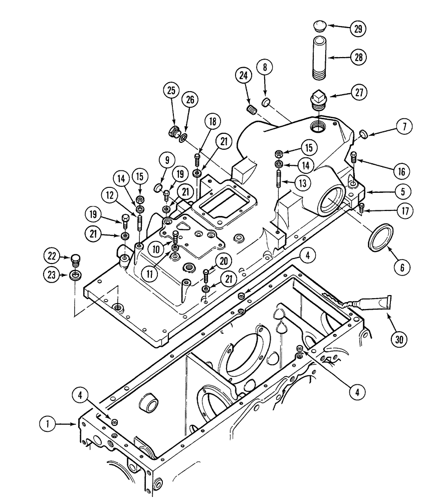 Схема запчастей Case 380B - (6-26) - REAR FRAME - TOP COVER (06) - POWER TRAIN
