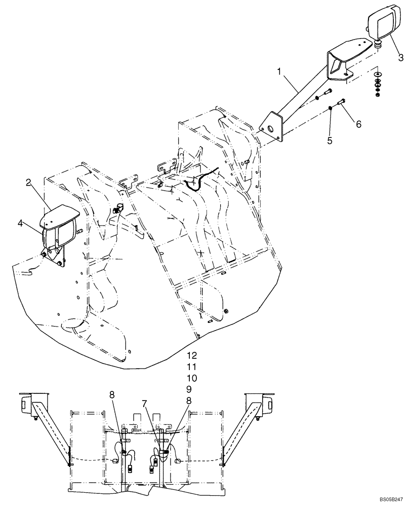 Схема запчастей Case 821C - (04-17A) - MOUNTING - LAMPS, FRONT - IF USED (Nov 19 2008 11:24AM) (04) - ELECTRICAL SYSTEMS