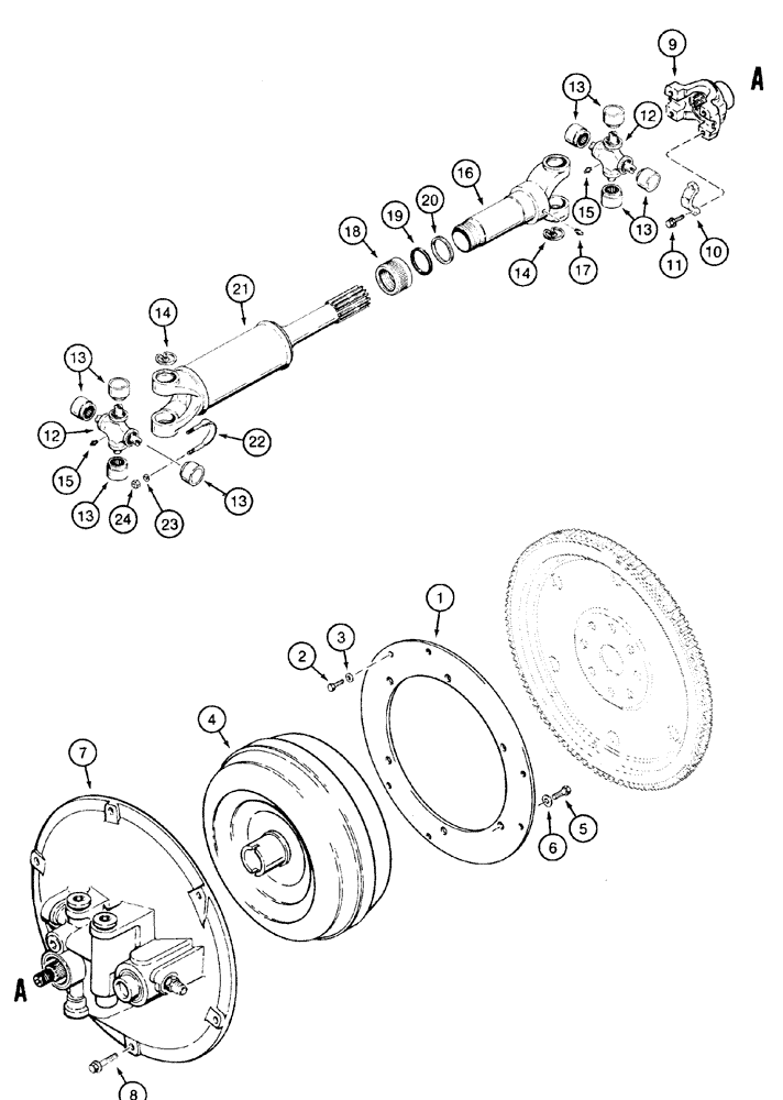 Схема запчастей Case 550H - (6-01) - TORQUE CONVERTER, DRIVE SHAFT (06) - POWER TRAIN
