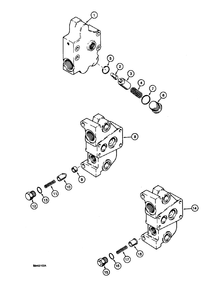 Схема запчастей Case 590 - (8-078) - BACKHOE CONTROL VALVE, INLET AND OUTLET SECTIONS, OUTLET SECTION (08) - HYDRAULICS